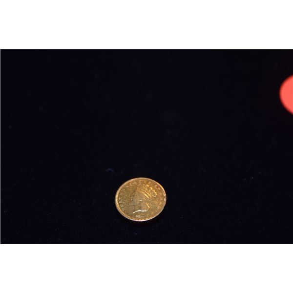 INDIAN PRINCESS HEAD U.S. GOLD DOLLAR COIN, SET AS A BUTTON, 14K (TESTED) BACKING (2.3 GTW)