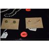 Image 1 : 14K STUD EARRINGS (JADE & PEARL W/RUBY) (2 PAIR)