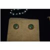 Image 3 : 14K STUD EARRINGS (JADE & PEARL W/RUBY) (2 PAIR)
