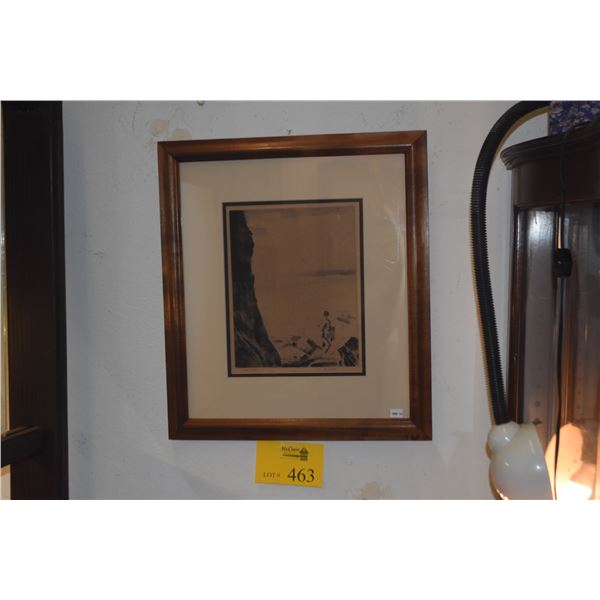 KOA FRAMED JOHN KELLY, "KAIPO"; SIGNED (16 1/2" X 18 1/2")