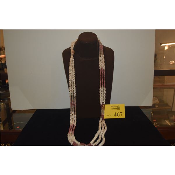 NI'IHAU SHELL LEI, 3 STRAND, DANCE LENGTH, LEI KIPONA-MOMI ONIKINIKI IKAIKA (PART IN PIKAKE STYLE) &