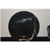 Image 3 : 10 1/4" HIGA CERAMIC PLATE (BLACK & WHITE GLAZE STROKES) & FLOWER POT W/BROWN & WHITE GLAZE (COMBINE