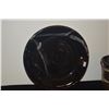Image 4 : 10 1/4" HIGA CERAMIC PLATE (BLACK & WHITE GLAZE STROKES) & FLOWER POT W/BROWN & WHITE GLAZE (COMBINE
