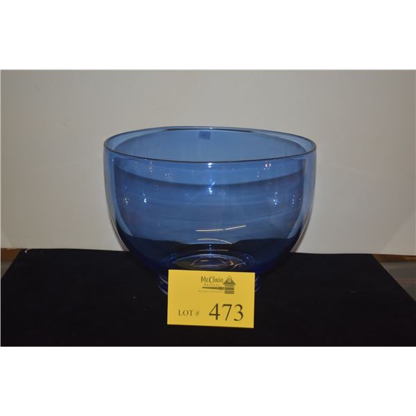 WILLIAM YEOWARD FOOTED EXTRA LARGE BLUE ELLEN BOWL; SIGNED W/BOX (11 1/2" X 8 1/2")