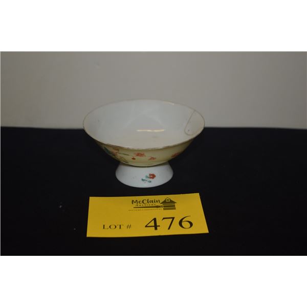 OVERGLAZE ENAMEL BOWL W/SILVER STAPLE REPAIRS, LATE 19TH-EARLY 20TH C (2 1/2" X 5") (DOES NOT INCLUD