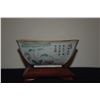 Image 5 : CHINESE SQUARE BOWL, POLYCHROME BAMBOO PAINTING & POEMS; SIGNED W/STAND