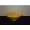 Image 2 : CHINESE YELLOW GLAZED CERAMIC BOWL, MOLDED INTERIOR IN FLORAL MOTIF & GOOD LUCK CHARACTERS (SMALL CH