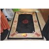 Image 1 : CHINESE WOOL RUG, BLACK CENTER FIELD W/LARGE SHOU SYMBOL ENCLOSED W/IVORY COLORED BOARDER W/TRADITIO