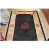 Image 2 : CHINESE WOOL RUG, BLACK CENTER FIELD W/LARGE SHOU SYMBOL ENCLOSED W/IVORY COLORED BOARDER W/TRADITIO