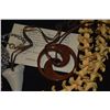Image 4 : PUAKENIKENI LEI; SIGNED LANI, WOOD KORU PENDANT, FAUX SHARK'S TOOTH, SHELL NECKLACE & KAHELELANI CAR