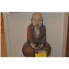 Image 1 : WOODEN SEATED MONK W/PAINTED FEATURES (17")