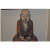Image 2 : WOODEN SEATED MONK W/PAINTED FEATURES (17")
