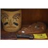Image 1 : WOOD MASK, TRIBAL POTTERY, NECK REST & KNIFE (4 PCS)