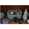 Image 3 : MIXED LOT: SAKI SET, LACQUER CUPS, SNUFF BOTTLES, SCROLL WEIGHT, PLATES, DISHES, CUP & COVERED BOX (