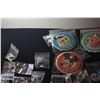 Image 10 : LARGE LOT OF DISNEY COLLECTIBLES: PINS, BUTTONS, SPOONS, MICKEY GUITAR, CARDS, CANDLE HOLDERS, FIGUR