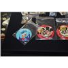 Image 13 : LARGE LOT OF DISNEY COLLECTIBLES: PINS, BUTTONS, SPOONS, MICKEY GUITAR, CARDS, CANDLE HOLDERS, FIGUR