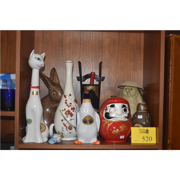 COLLECTION OF VINTAGE FIGURAL LIQUEUR BOTTLES (10  PCS) (DOES NOT INCLUDE STAND)