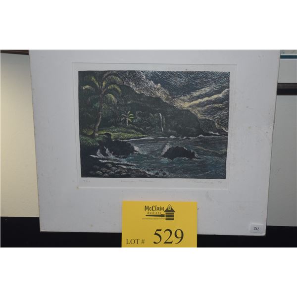 MATTED PRINT, "HANA MAUI"; SIGNED 7/11 (13" X 12")