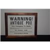 Image 2 : KOA FRAMED SIGN, "WARNING ANTIQUE POX" (12 3/4" x 10 1/4")