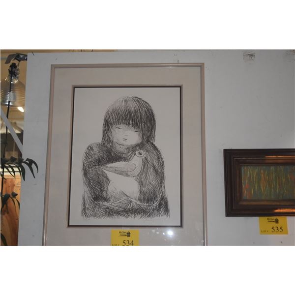 FRAMED JOHN YOUNG LITHOGRAPH, CHILD; 46/50 (24 1/2" X 29 1/2")