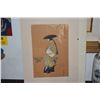 Image 2 : WOODBLOCK PRINT, TITLED "SUMIDAGAWA" BY TSUKIOKA KOGYA & CHINESE POLYCHROME PAINTING ON SILK, SEATED