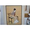 Image 3 : WOODBLOCK PRINT, TITLED "SUMIDAGAWA" BY TSUKIOKA KOGYA & CHINESE POLYCHROME PAINTING ON SILK, SEATED