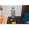 Image 1 : CHINESE FAMILLE ROSE PORCELAIN VASE (CRACKED), WEEPING BUDDHA WOOD SCULPTURE & CARVED CONTAINER (3 P