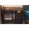 Image 1 : CHINESE VINTAGE BLACKWOOD CARVED DESK W/ 6-DRAWERS & CHAIR (2 PCS)