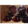 Image 2 : COLLECTION OF RUBY RED PLATES, CUPS & SAUCERS (24 PCS) (DOES NOT INCLUDE STAND)
