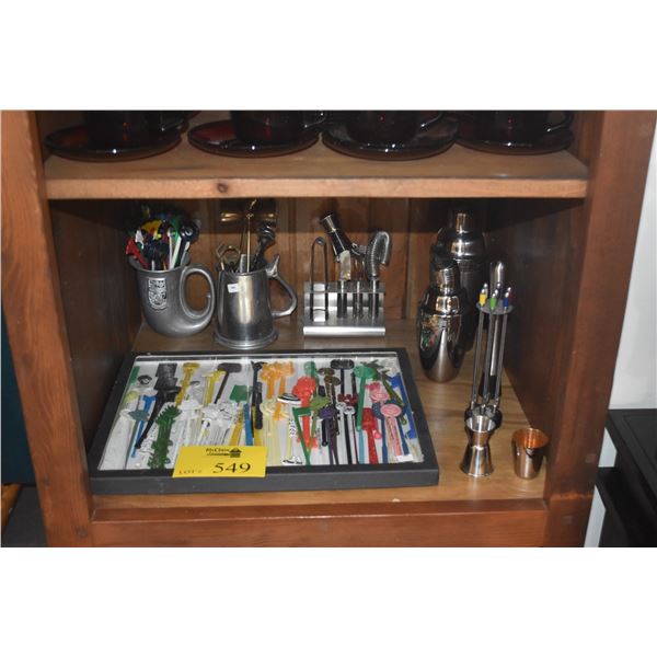COLLECTION OF BARWARE & COLLECTIBLE STIRRERS