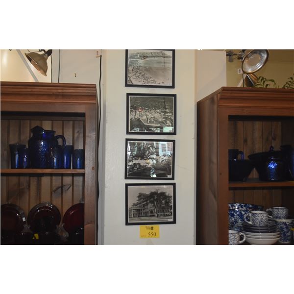 FRAMED PHOTOS: MOANA HOTEL, ROYAL HAWAIIAN HOTEL, ALOHA TOWER,  WAIKIKI BEACH, DIAMOND HEAD (4 PCS)