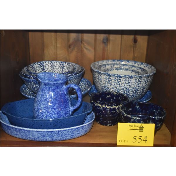 COLLECTION OF CRATE & BARREL BOWLS, EUROGERS COCHE STONEWARE PITCHERS, BENNINGTON POTTERS HEART SHAP