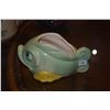 Image 4 : PITCHER W/PALM TREE MOTIF, CERAMIC FISH SCOURING PAD HOLDER & ROYAL COPLEY POTTERY PLANTER W/FIG LEA