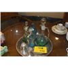 Image 1 : MIXED LOT: STERLING CANDLE HOLDERS, GLASS DECANTERS, SILVER BOX & MEDICINE BOTTLE (DOES NOT INCLUDE 