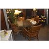 Image 1 : GLASS TOP TABLE W/RATTAN & BAMBOO BASE & ARM CHAIRS (6 PCS)