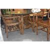 Image 2 : GLASS TOP TABLE W/RATTAN & BAMBOO BASE & ARM CHAIRS (6 PCS)