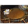 Image 4 : GLASS TOP TABLE W/RATTAN & BAMBOO BASE & ARM CHAIRS (6 PCS)