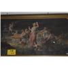 Image 2 : GILT FRAMED ANTIQUE ART PRINT, RENAISSANCE THEMED GARDEN SCENE W/WOMAN & CHILDREN