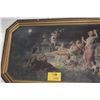 Image 4 : GILT FRAMED ANTIQUE ART PRINT, RENAISSANCE THEMED GARDEN SCENE W/WOMAN & CHILDREN
