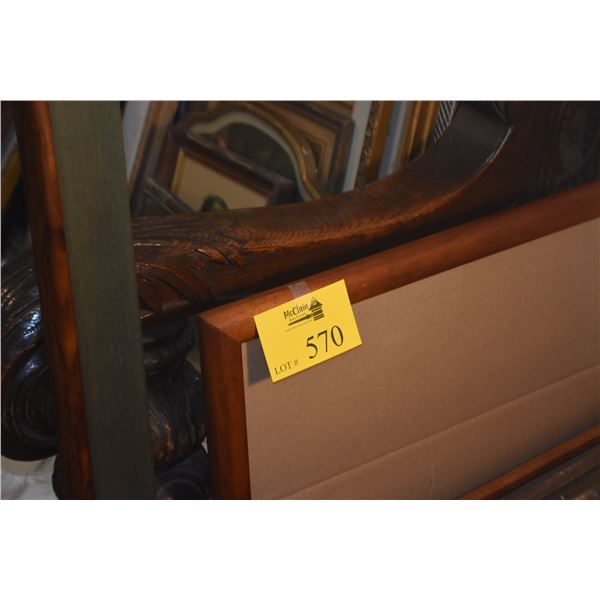 LARGE KOA WOOD FRAMED W/GREEN MAT (42" X 31") & 2 KOA WOOD FRAMES W/GLASS (22" X 27" & 16 1/2" X 19 