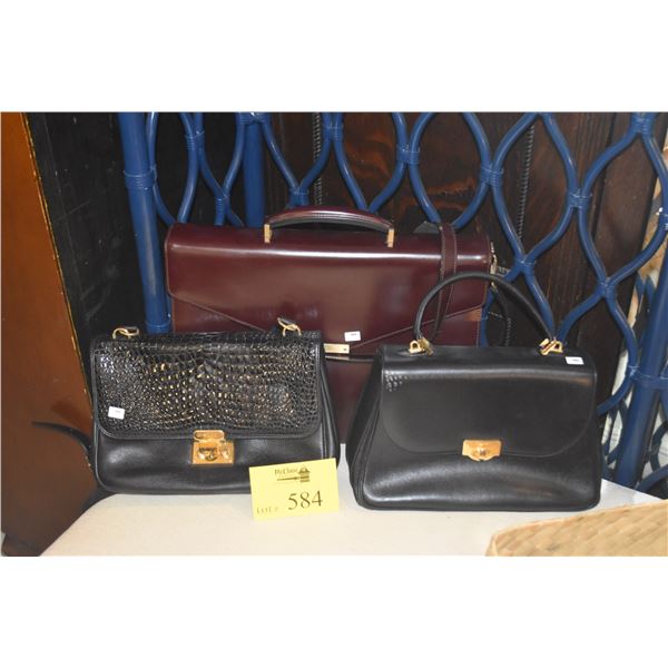 BALLY HANDBAGS & FERRAGAMO BRIEFCASE (3 PCS)
