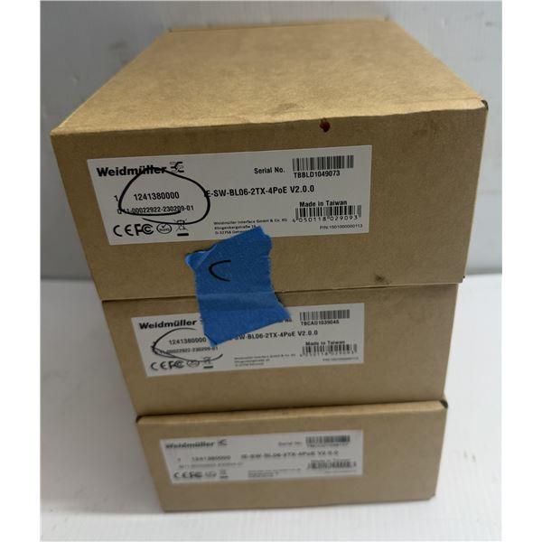 (3) Weidmuller #1241380000 / #IE-SW-BL06-2TX-4PoE V2.0.0 Ethernet Switches