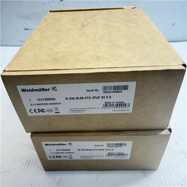 (2) Weidmuller #1241380000 / #IE-SW-BL06-2TX-4PoE V2.0.0 Ethernet Switches