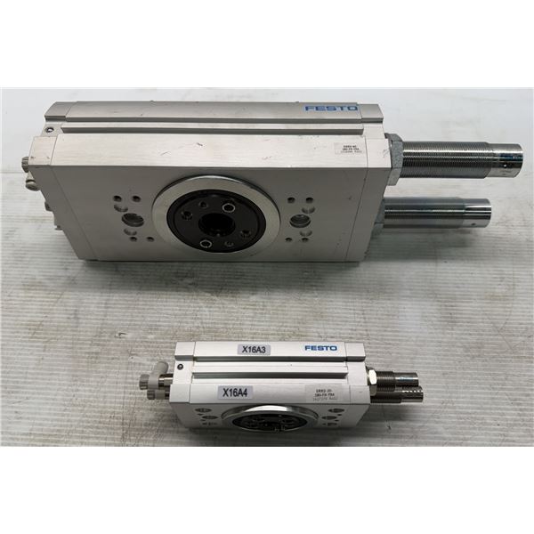 Lot of (2) Festo Rotary Cylinders #DRRD-20-180-FH-Y9A & #DRRD-40-180-FH-Y9A