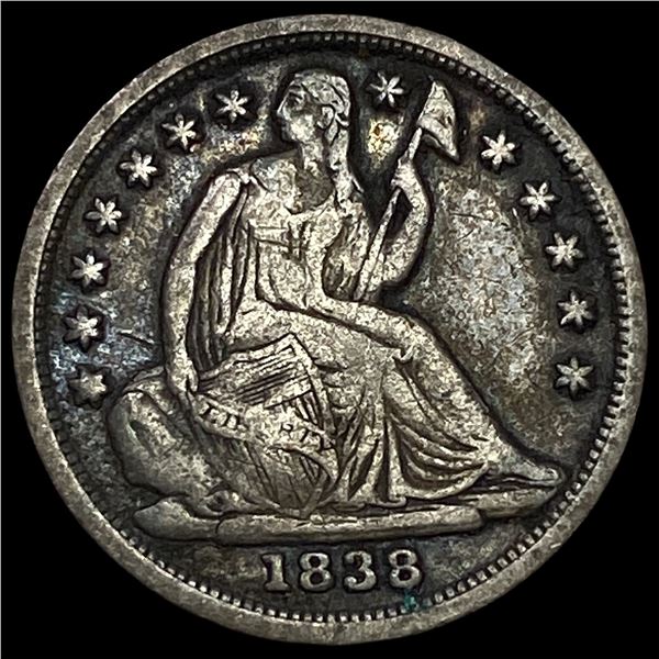 1838 Silver Seated Liberty Half Dime NEARLY UNCIRCULATED