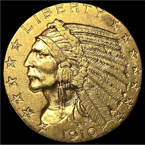 1910 Indian Head Gold $5 Half Eagle CHOICE AU