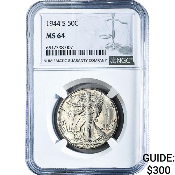 1944-S Walking Liberty Half Dollar NGC MS64
