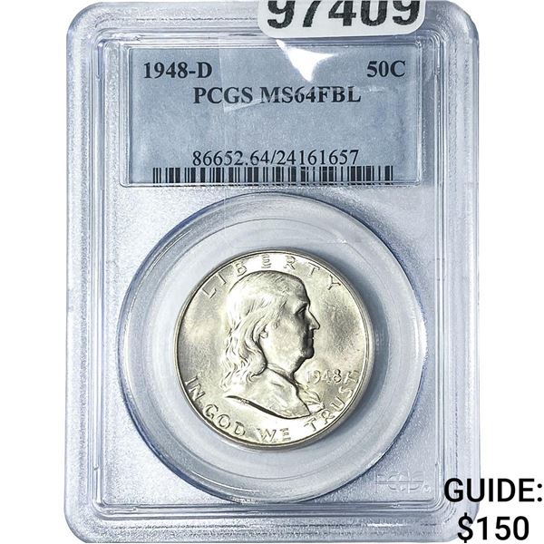 1948-D Franklin Half Dollar PCGS MS64 FBL
