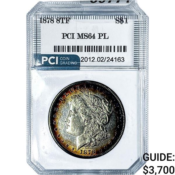 1878 8TF Morgan Silver Dollar PGA MS64 PL