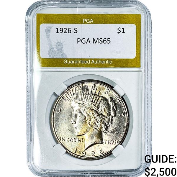 1926-S Silver Peace Dollar PGA MS65